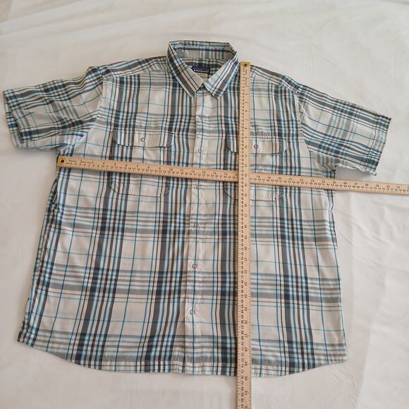 Patagonia Snap Down Shirt Men's XL Gray Blue Multi-Check Casual Short Sleeve - Picture 10 of 11